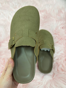 Suede Buckle Detail Slippers