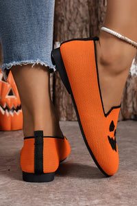 Halloween Pumpkin Face Slip On Flats