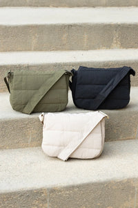 Solid Minimalist Foldover Puffer Crossbody Bag