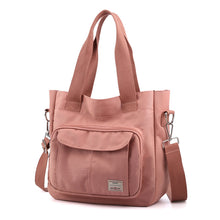 Load image into Gallery viewer, Multi Pockets Zipped Large Canvas Shoulder Bag
