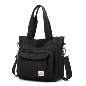 Multi Pockets Zipped Large Canvas Shoulder Bag