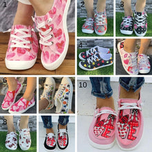 Load image into Gallery viewer, Pink Heart Shaped Criss Cross Slip On Canvas Shoes
