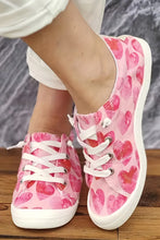 Load image into Gallery viewer, Pink Heart Shaped Criss Cross Slip On Canvas Shoes
