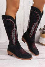 Load image into Gallery viewer, Embroidered Block Heel Boots
