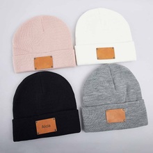 Load image into Gallery viewer, Custom Knitted Hat Leather Label
