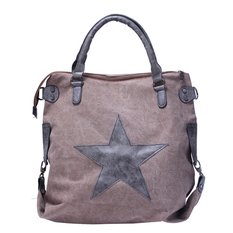 Casual Five-pointed Star Canvas Tote Bag