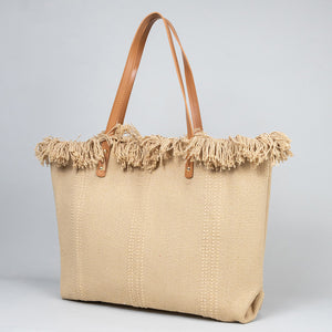 Fringed Embroidered Beach Bag