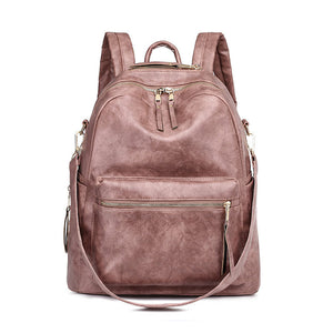 Convertible Vintage Leather Large Backpack