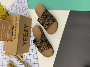 Beach Double Buckle Cork Slippers