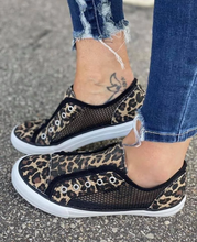 Load image into Gallery viewer, Cutout Leopard-Print Canvas Shoes
