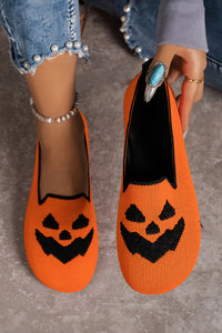 Halloween Pumpkin Face Slip On Flats