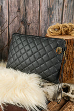 Load image into Gallery viewer, Black Quilted Leather Wallet Bag
