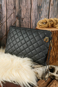 Black Quilted Leather Wallet Bag