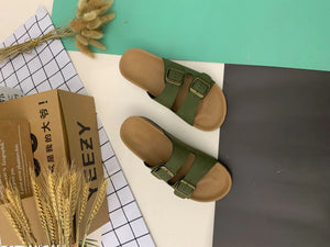 Beach Double Buckle Cork Slippers