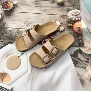 Beach Double Buckle Cork Slippers