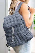 Load image into Gallery viewer, Solid Flapped Quilted Puffer Backpack
