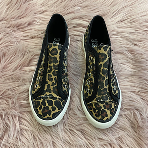 Cutout Leopard-Print Canvas Shoes