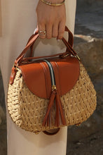 Load image into Gallery viewer, Bamboo Weaving Leather Flap Tassel Shoulder Bag
