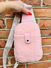 Load image into Gallery viewer, Plush Crossbody Bag With Colorful Shoulder Straps
