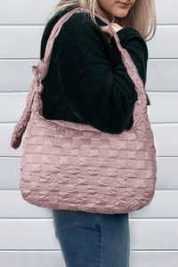 Bubble Textured Zipped Large Tote Bag