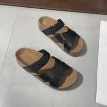 Load image into Gallery viewer, Linen Woven Cross Criss Hollowed Slip-On Slippers
