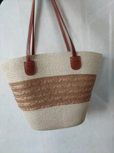 Load image into Gallery viewer, Straw Woven Striped Vacation One Shoulder Bag
