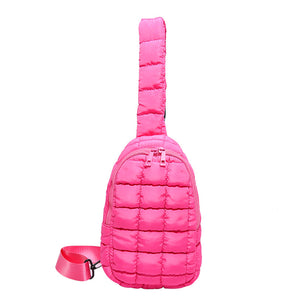 Four Leaf Clover Zipper Quilted Puffer Crossbody Bag