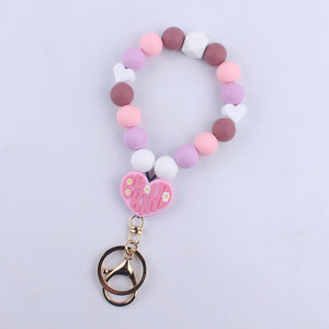 Tassel Love Silicone Beaded Bracelet Keychain(moq:3)