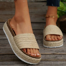 Load image into Gallery viewer, Platform Bottom Hemp Rope Sandals
