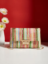 Load image into Gallery viewer, Multicolour Bohemian Woven Gold Chain Shoulder Bag
