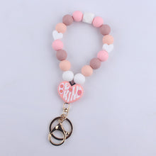 Load image into Gallery viewer, Tassel Love Silicone Beaded Bracelet Keychain(moq:3)
