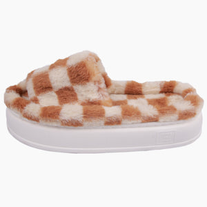 Checkerboard Furry Slippers