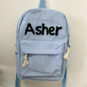 Corduroy Large Capacity Backpack with Personalized Name