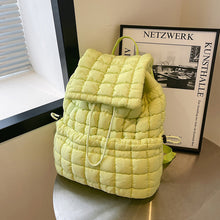 Load image into Gallery viewer, Solid Flapped Quilted Puffer Backpack
