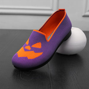 Halloween Pumpkin Face Slip On Flats