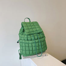 Load image into Gallery viewer, Solid Flapped Quilted Puffer Backpack
