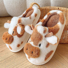 Load image into Gallery viewer, Cow Thick Sole Plush Thermal Home Slippers
