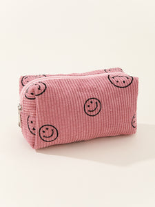 Smiley Corduroy Cosmetic Bag