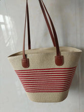 Load image into Gallery viewer, Straw Woven Striped Vacation One Shoulder Bag
