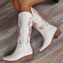 Load image into Gallery viewer, Bright White Leather Embroidered Western Cowgirl Boots
