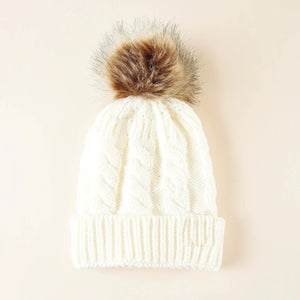 Fur Ball Knitted Hat