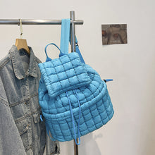 Load image into Gallery viewer, Solid Flapped Quilted Puffer Backpack
