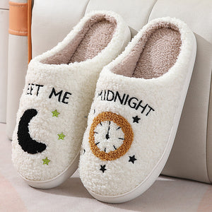 Clock Warm Indoor Cotton Slippers