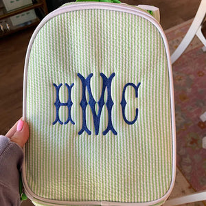 Custom Embroidered Name Kids Seersucker Backpack