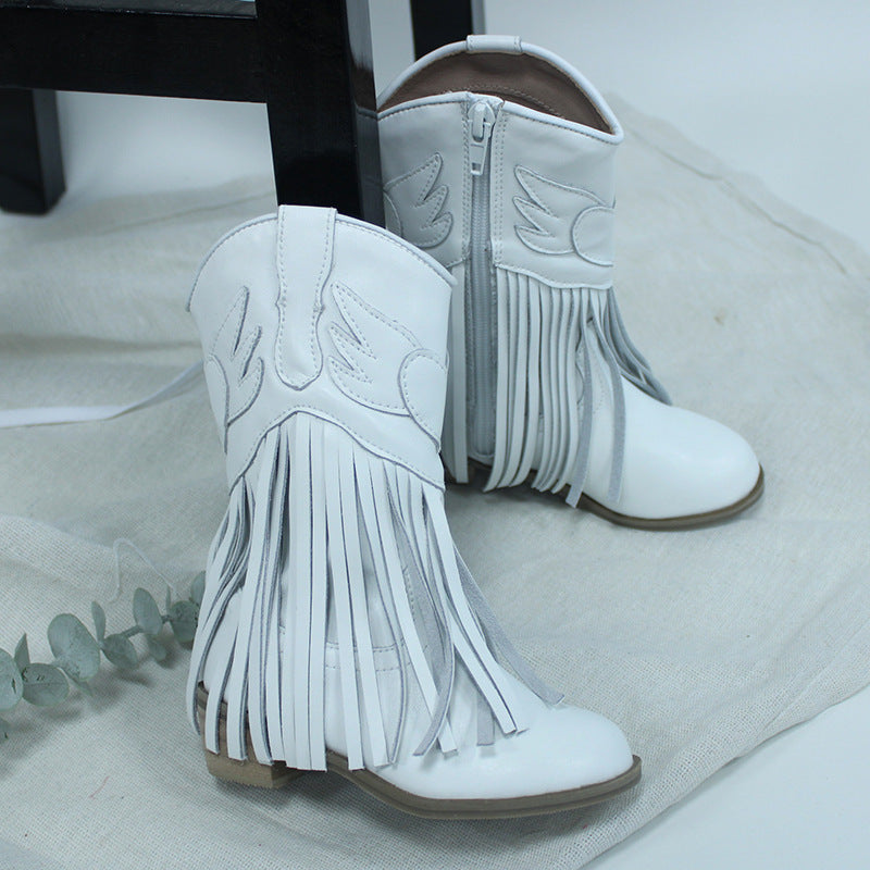 Kid Tassel Heart Wings Boots