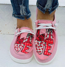 Load image into Gallery viewer, Pink Heart Shaped Criss Cross Slip On Canvas Shoes
