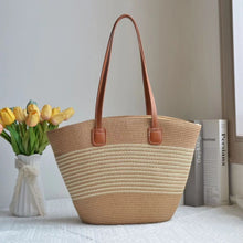 Load image into Gallery viewer, Straw Woven Striped Vacation One Shoulder Bag
