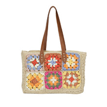 Load image into Gallery viewer, Floral Crochet Large Square Tote Bag
