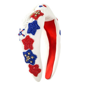 Flag Hand-sewn Bead Headband