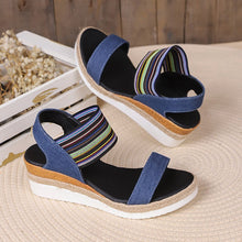 Load image into Gallery viewer, Elastic Striped Band Platform Wedge Sandals
